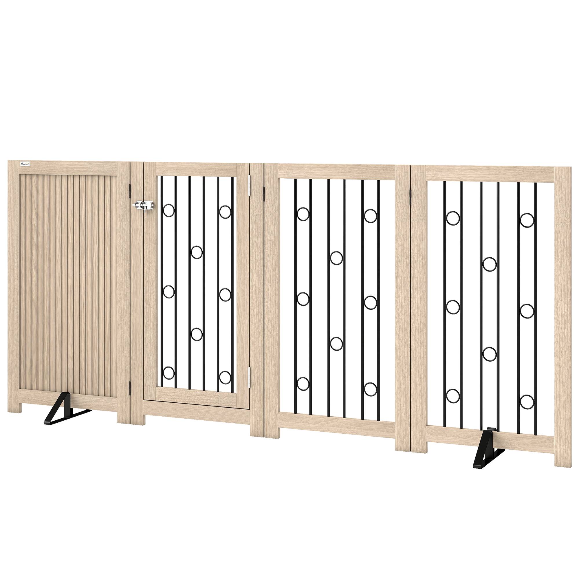 Sans Marque - Barrière autonome avec porte, 4 panneaux, pour couloir, escalier, cadre, MDF et acier - Image 2