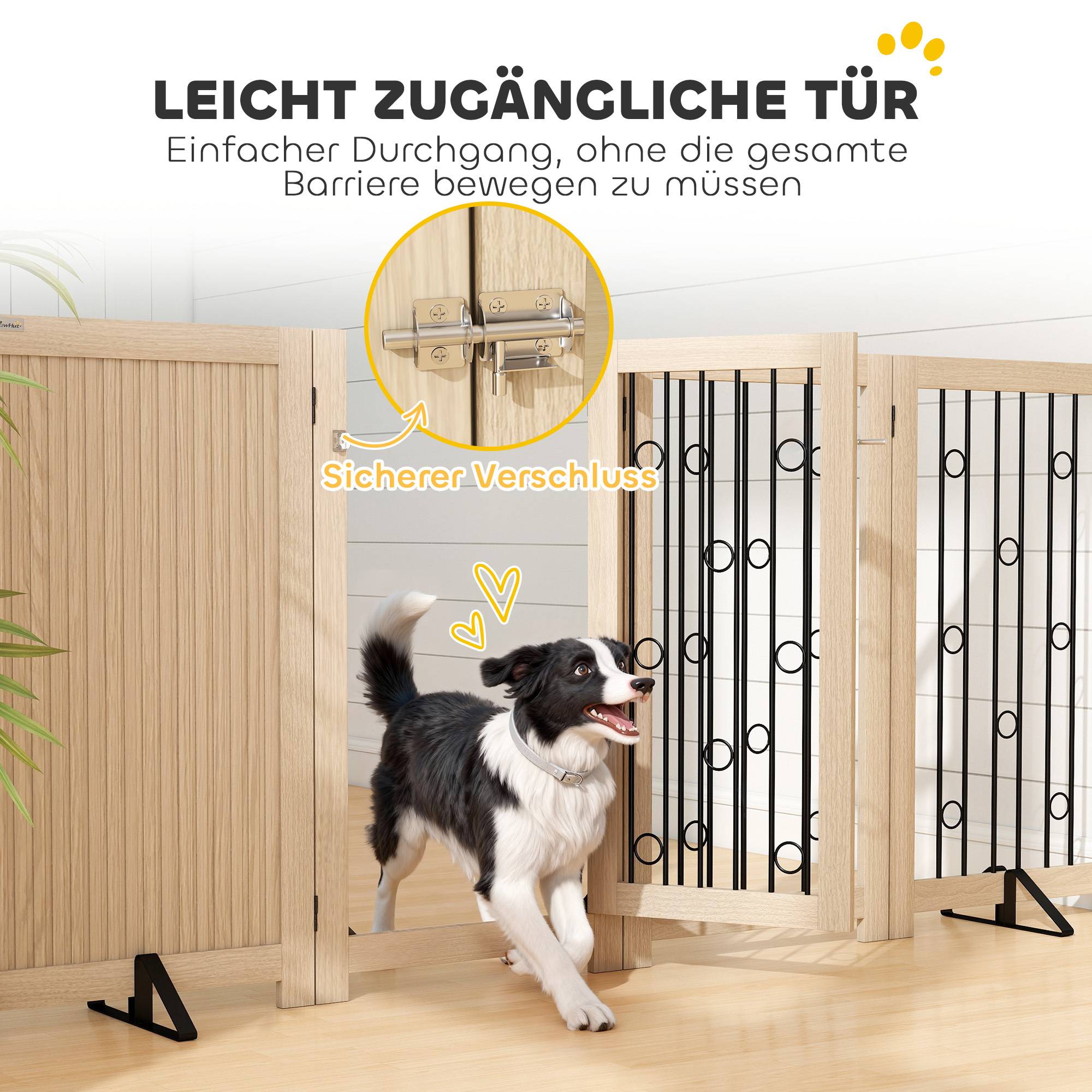 Sans Marque - Barrière autonome avec porte, 4 panneaux, pour couloir, escalier, cadre, MDF et acier - Image 9