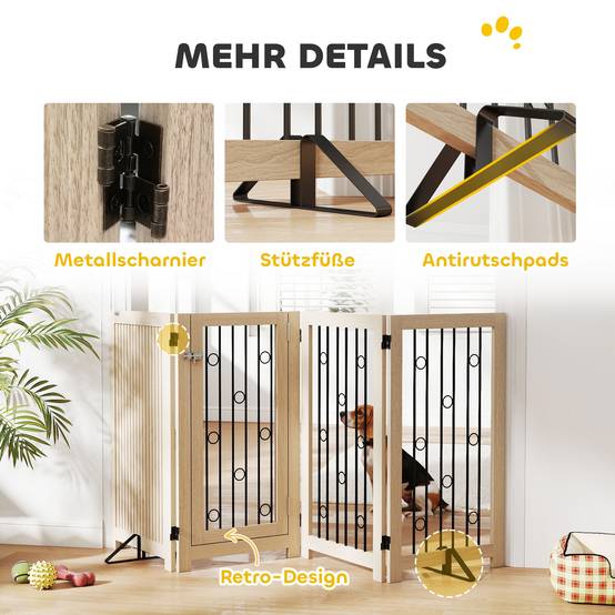 Sans Marque - Barrière autonome avec porte, 4 panneaux, pour couloir, escalier, cadre, MDF et acier - Image 10
