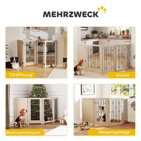Sans Marque - Barrière autonome avec porte, 4 panneaux, pour couloir, escalier, cadre, MDF et acier - Image 6