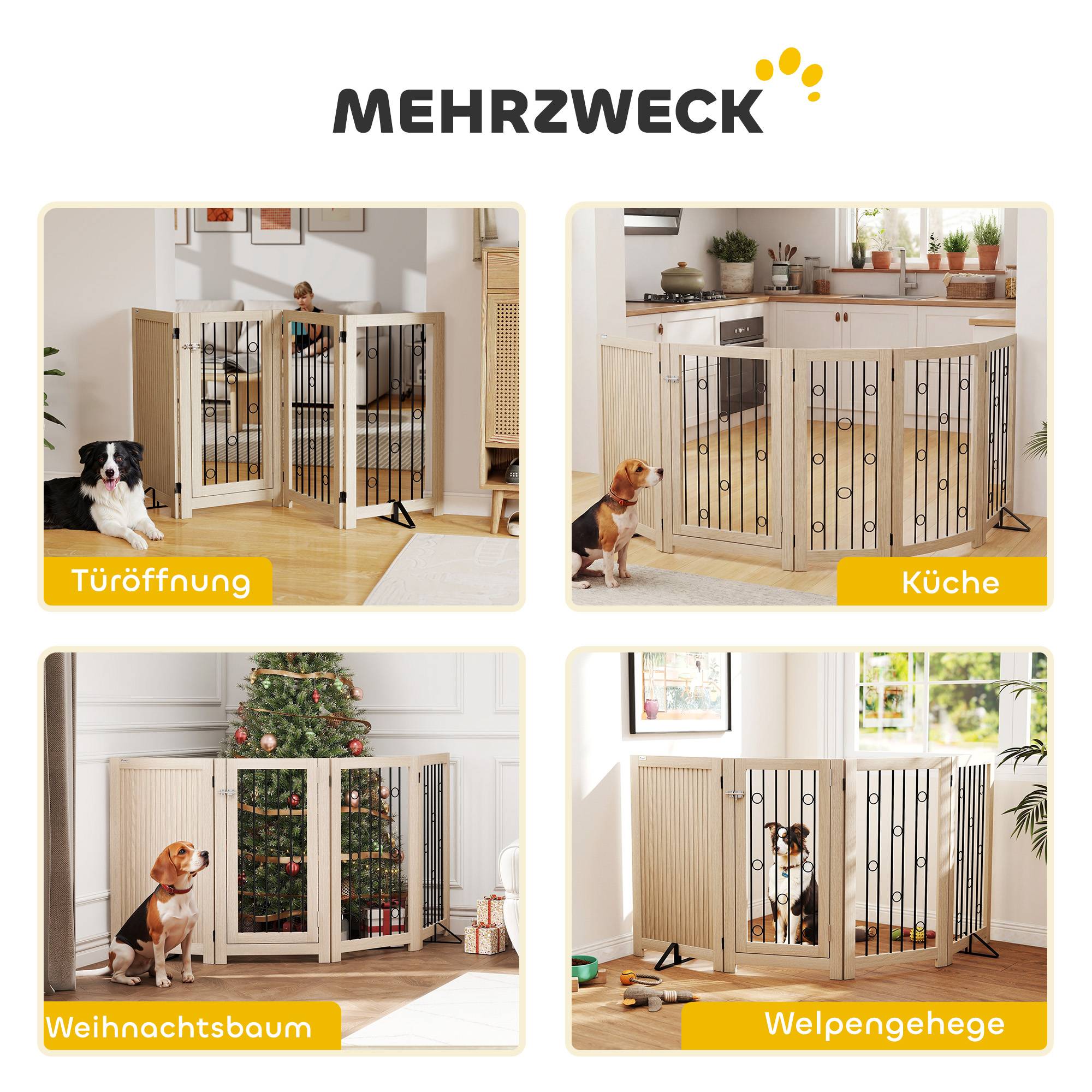 Sans Marque - Barrière autonome avec porte, 4 panneaux, pour couloir, escalier, cadre, MDF et acier - Image 6