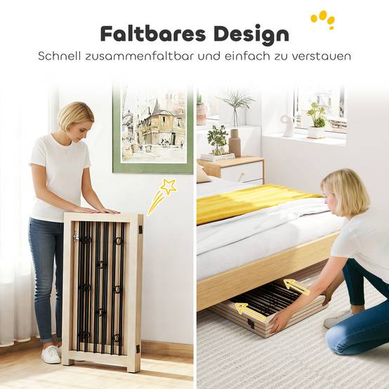 Sans Marque - Barrière autonome avec porte, 4 panneaux, pour couloir, escalier, cadre, MDF et acier - Image 8