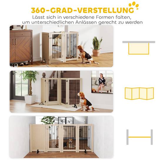 Sans Marque - Barrière autonome avec porte, 4 panneaux, pour couloir, escalier, cadre, MDF et acier - Image 7