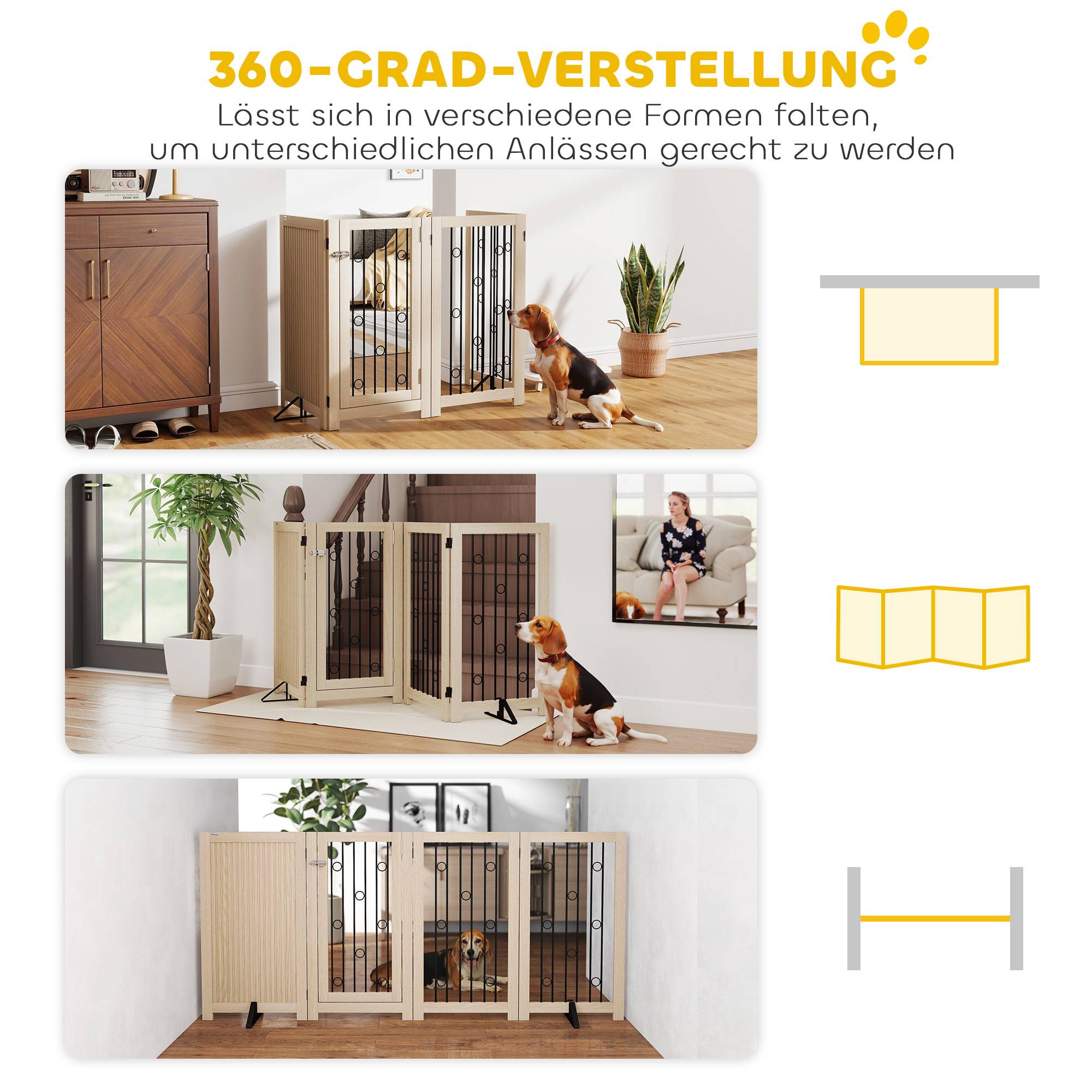 Sans Marque - Barrière autonome avec porte, 4 panneaux, pour couloir, escalier, cadre, MDF et acier - Image 7