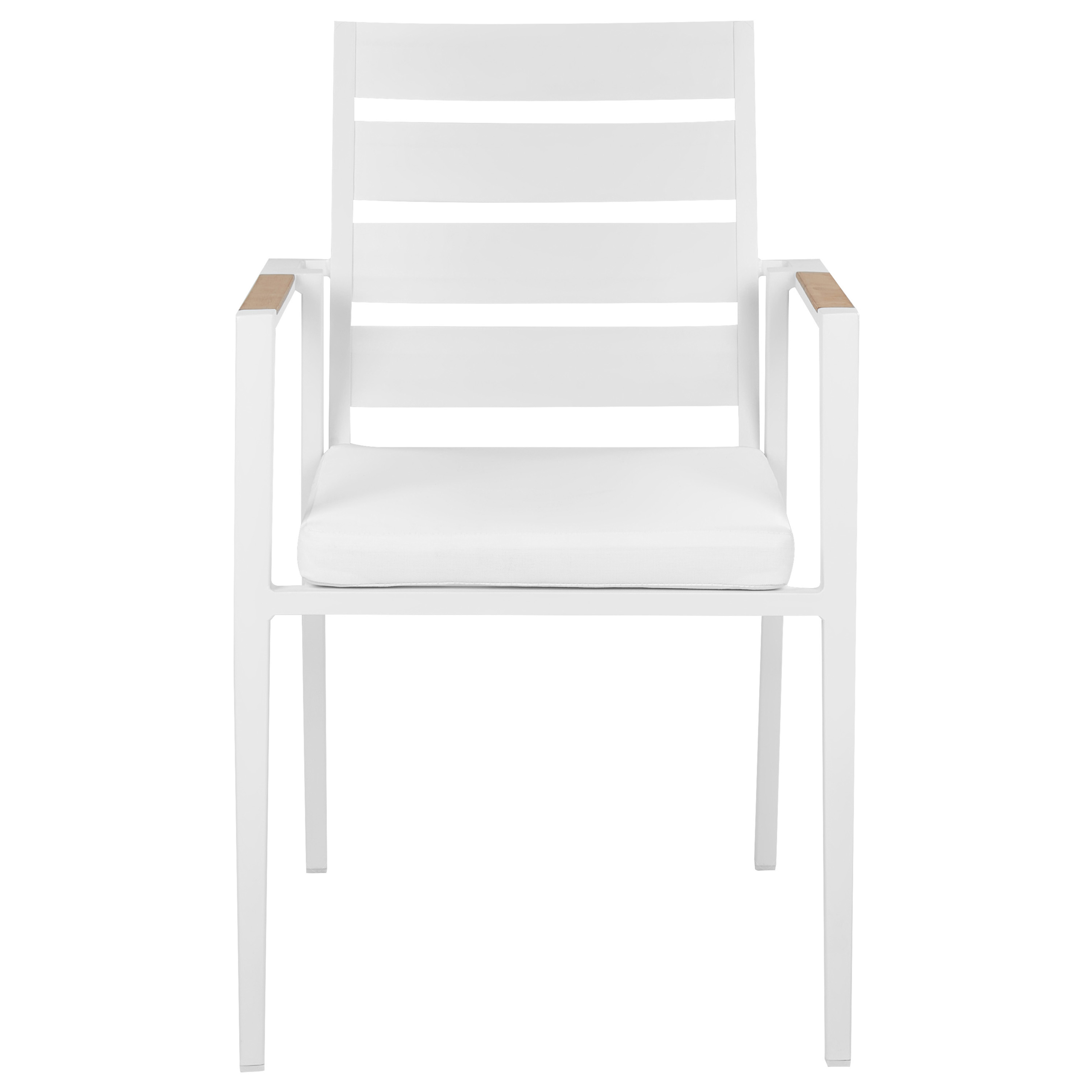 Beliani - Salle à Manger de Jardin Blanc en Aluminium Table Ronde Effet Marbre avec 4 Chaises et Coussins Pour Repas Convivial en Extérieur - Imagen 8