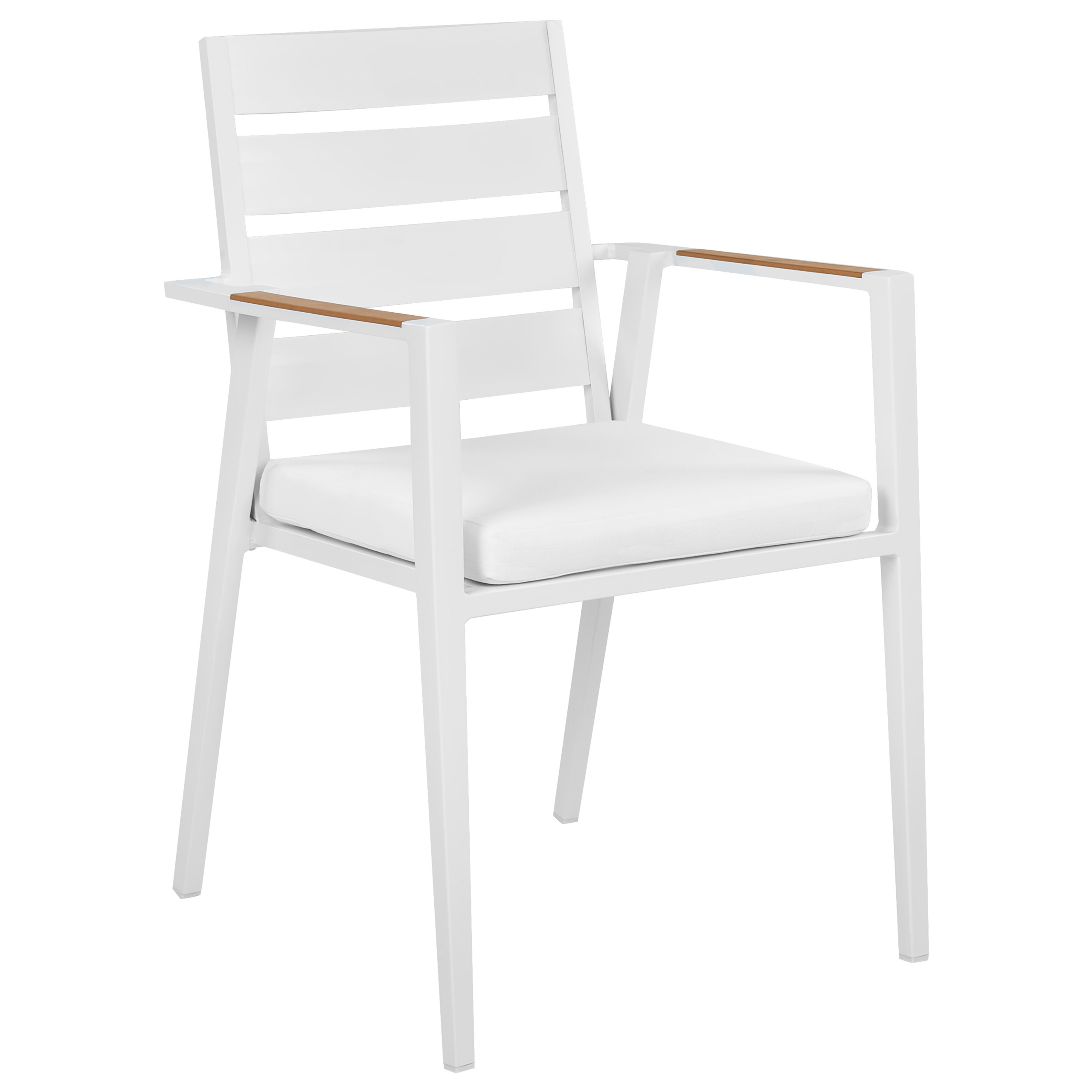 Beliani - Salle à Manger de Jardin Blanc en Aluminium Table Ronde Effet Marbre avec 4 Chaises et Coussins Pour Repas Convivial en Extérieur - Imagen 6