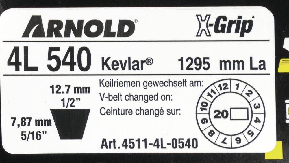 Arnold - Courroie trapézoïdale X-Grip V de type 4L540 Arnold - Imagen 2