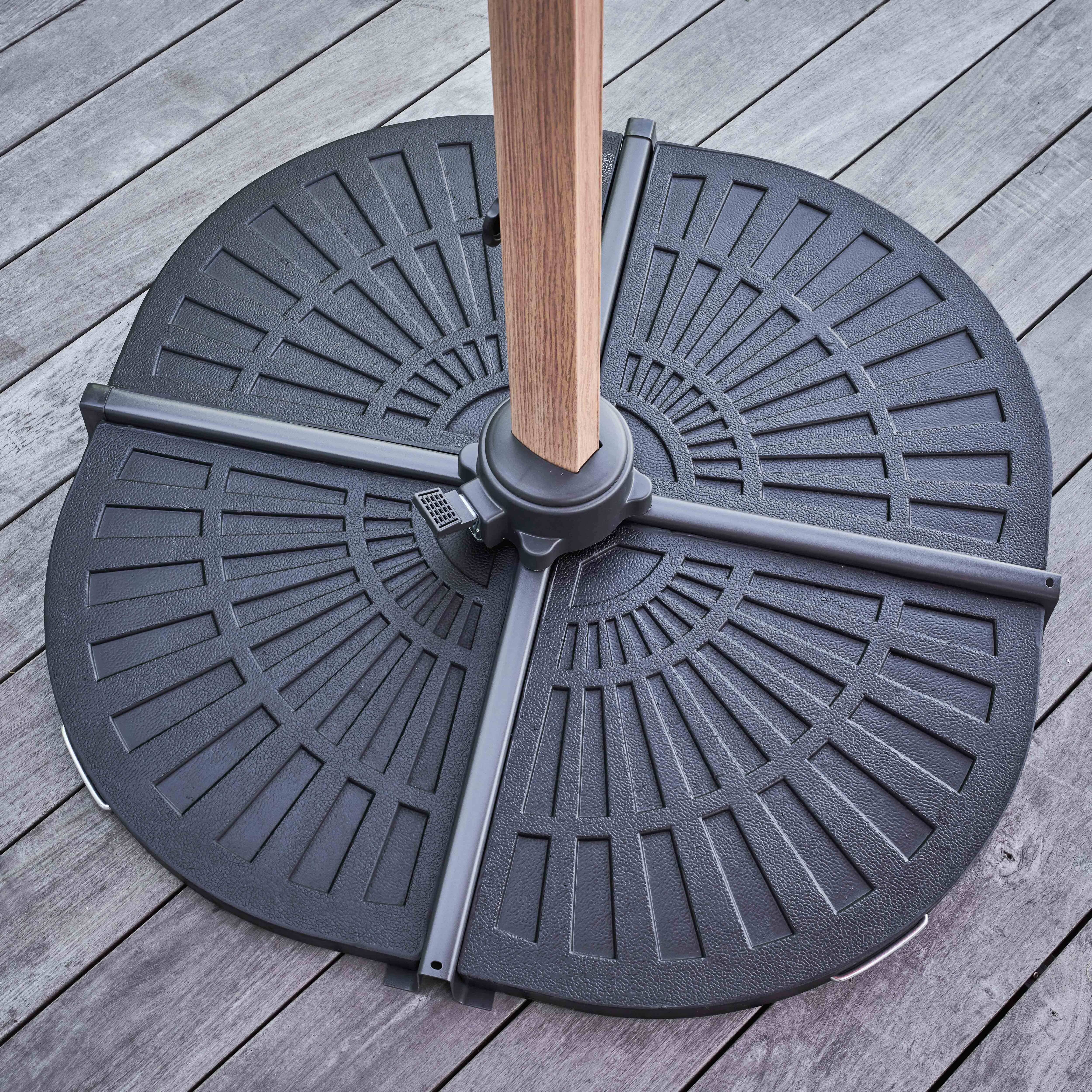 Oviala - Parasol déporté 3x3m et 4 dalles lestées effet bois argile Brescia - Oviala - Image 6