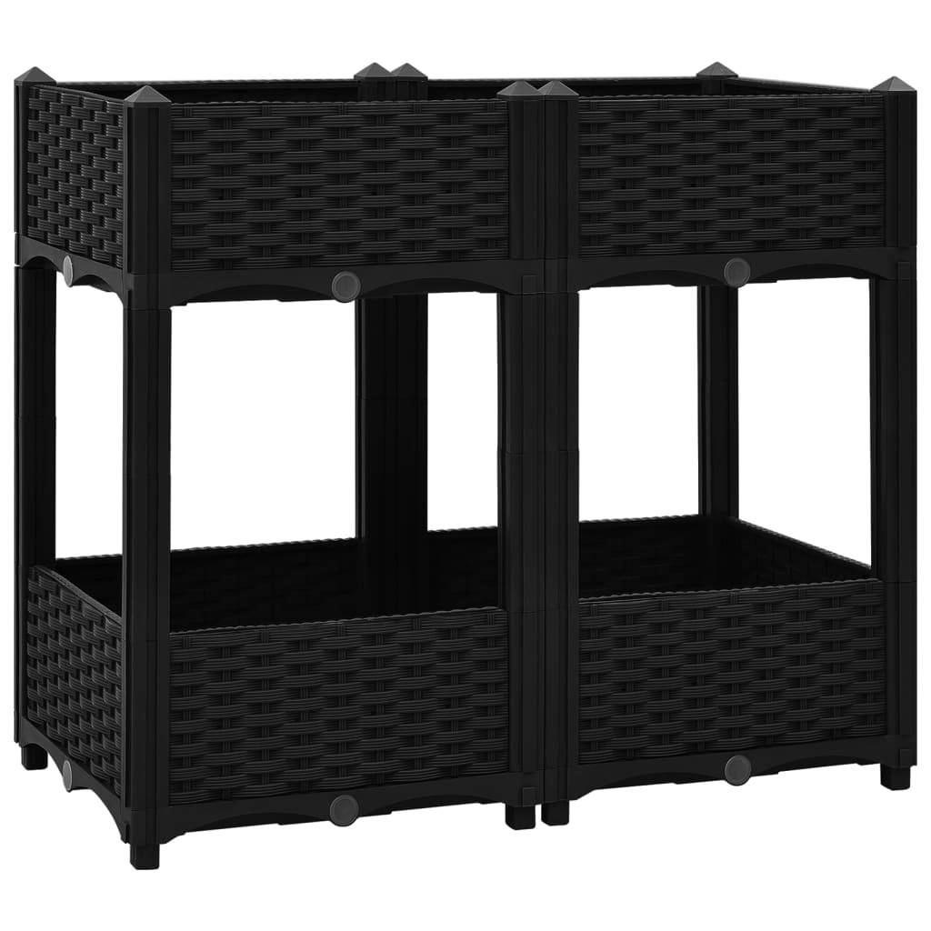 Helloshop26 - Jardinière lit surélevé plantes fleurs jardin 80 x 40 x 71 cm polypropylène noir - Imagen 1