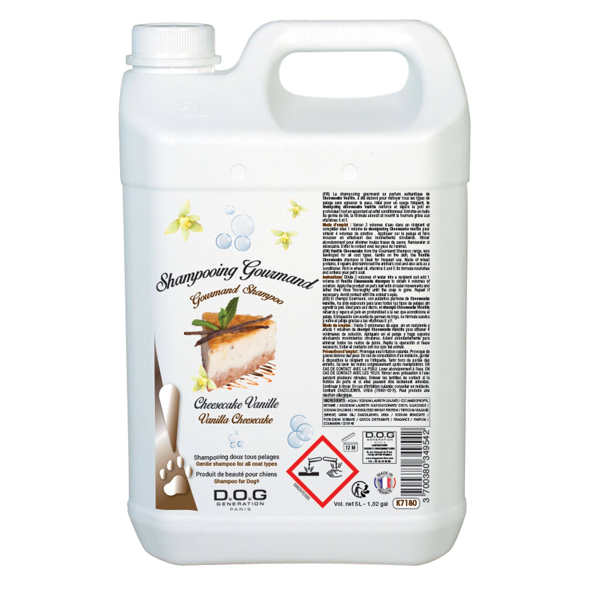 Shampooing Gourmand Cheesecake Vanille : 5 litres DOG GENERATION