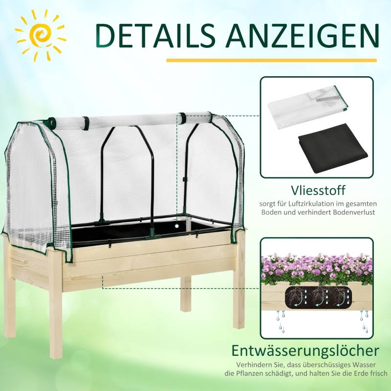 ComfortXL - Carré potager sur pied bois avec serre balcon protection climat 121x55x117cm - ComfortXL Outdoor Living - Image 5