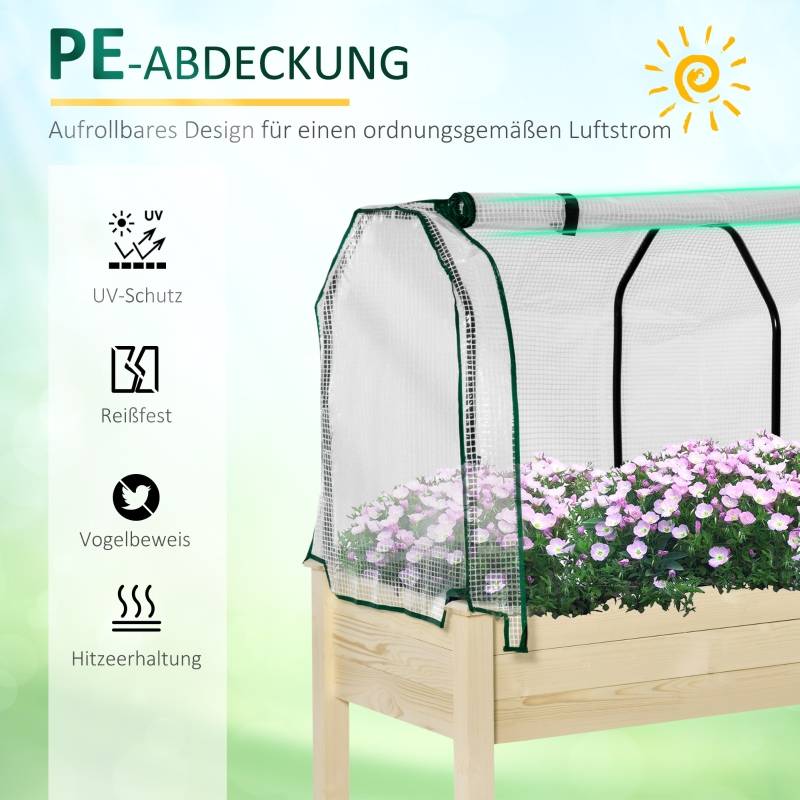 ComfortXL - Carré potager sur pied bois avec serre balcon protection climat 121x55x117cm - ComfortXL Outdoor Living - Image 4
