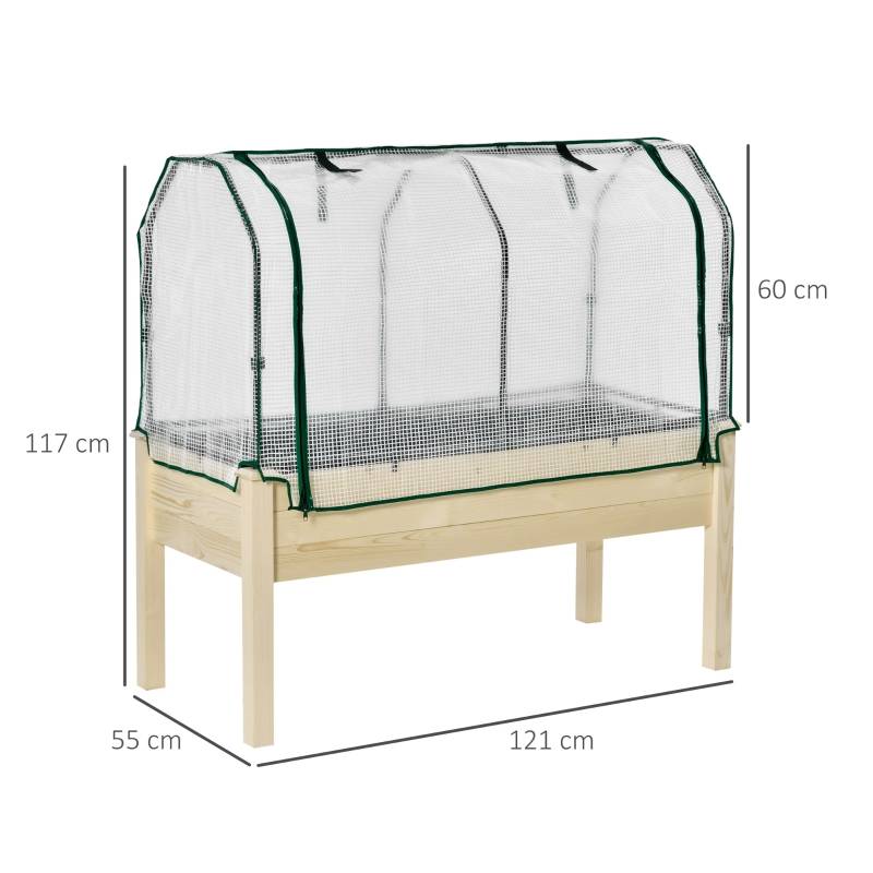 ComfortXL - Carré potager sur pied bois avec serre balcon protection climat 121x55x117cm - ComfortXL Outdoor Living - Image 3