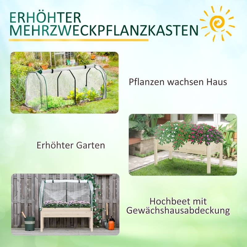 ComfortXL - Carré potager sur pied bois avec serre balcon protection climat 121x55x117cm - ComfortXL Outdoor Living - Image 6