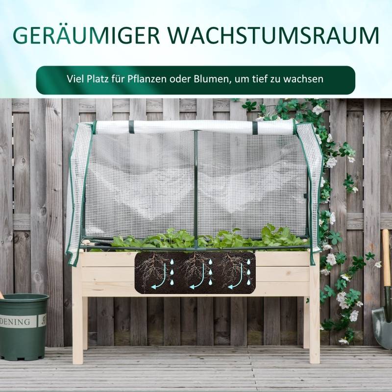 ComfortXL - Carré potager sur pied bois avec serre balcon protection climat 121x55x117cm - ComfortXL Outdoor Living - Image 7