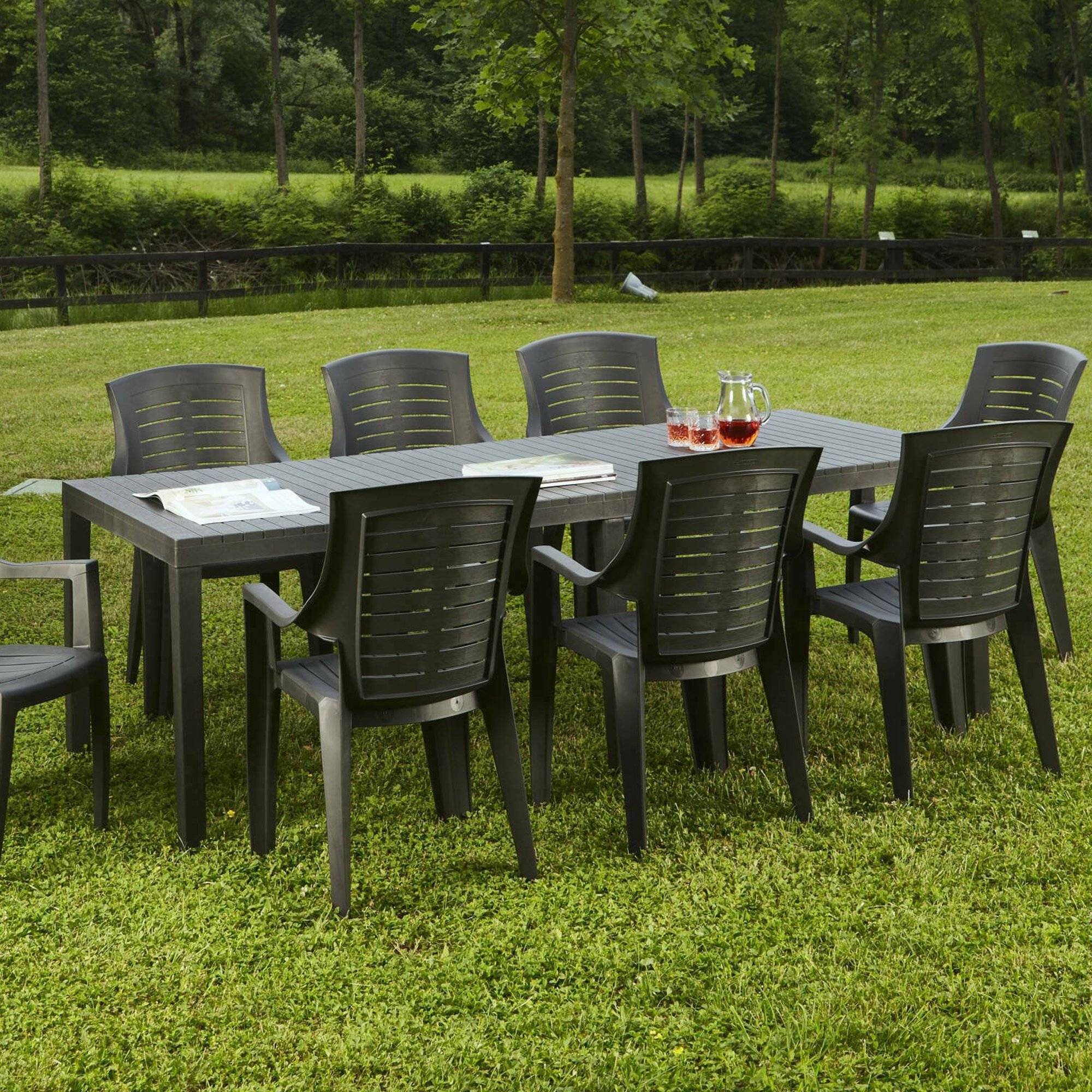 Dmora - Table d'extérieur Dmica, Etagère à manger rectangulaire extensible, Table de jardin extensible, 100% Made in Italy, 150x90h72 cm, Anthracite - Dmora - Imagen 2