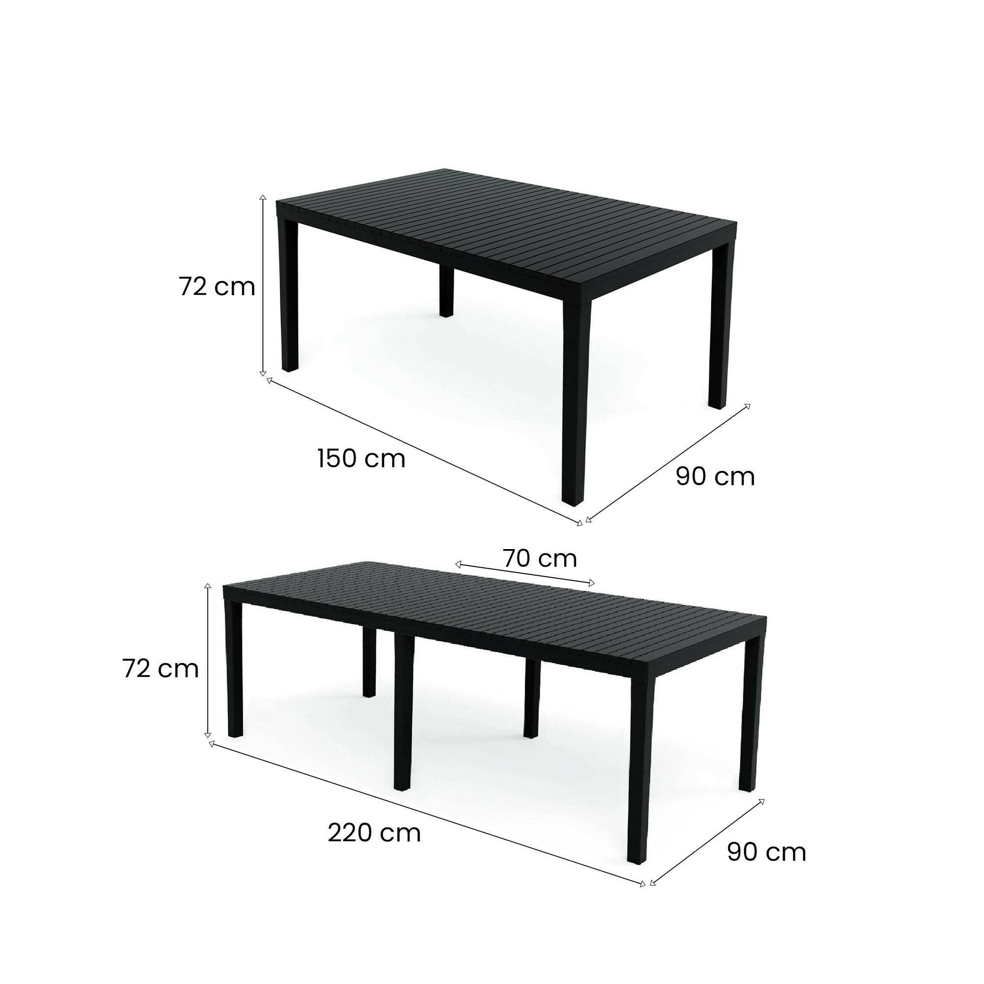 Dmora - Table d'extérieur Dmica, Etagère à manger rectangulaire extensible, Table de jardin extensible, 100% Made in Italy, 150x90h72 cm, Anthracite - Dmora - Imagen 3