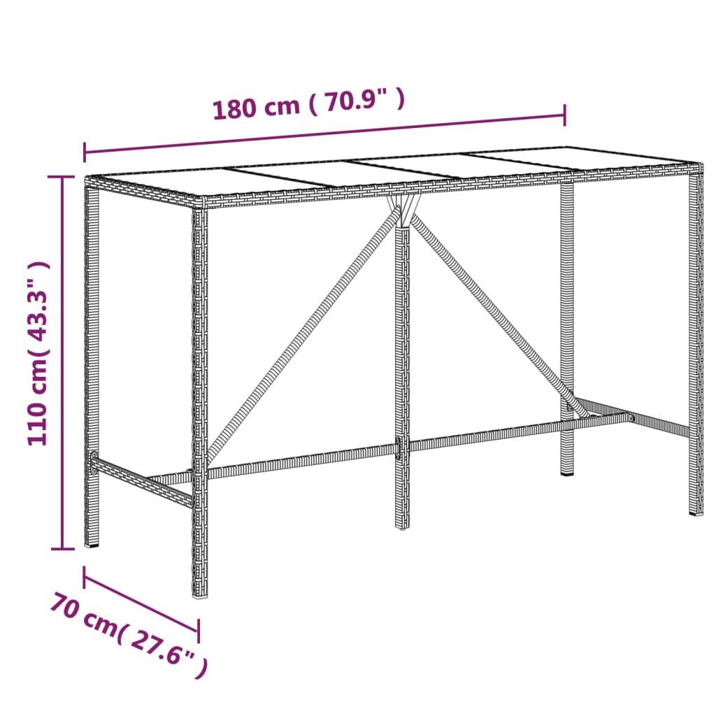 Helloshop26 - Ensemble de bar de jardin meuble extérieur terrasse 9 pièces noir poly rotin/bois massif acacia - Imagen 5