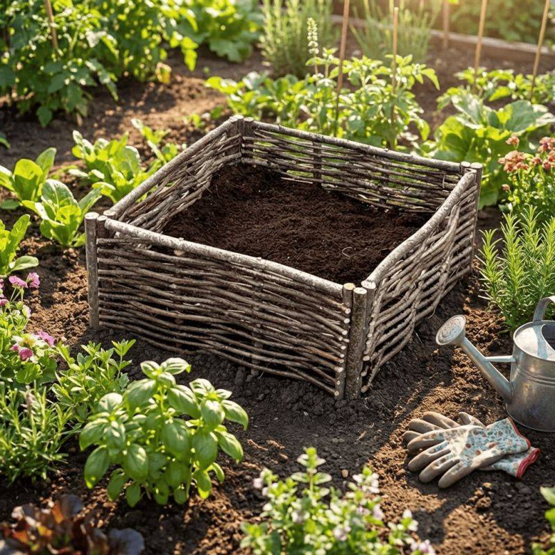 ART-GARDEN - Jardinière en chêne avec tressage noisetier - Sans bac intérieur - 75 x 30 x 30 cm - Image 8