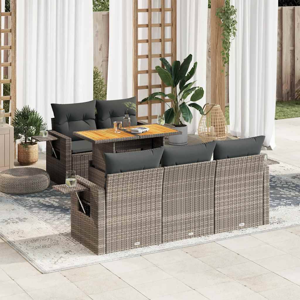 ComfortXL - Salon de jardin 5 places gris résine tressée avec table bois relevable et rangement modulable – ComfortXL Outdoor Living