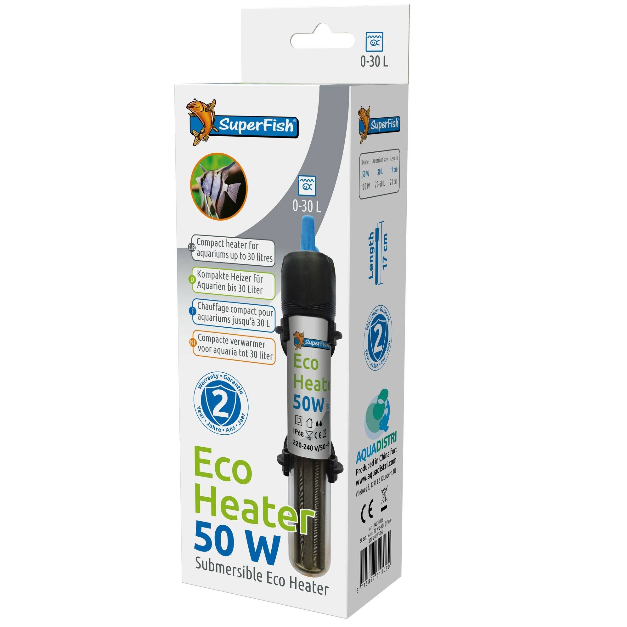 Superfish - Chauffage aquarium 50 W verre sécurité 17 cm - SUPERFISH