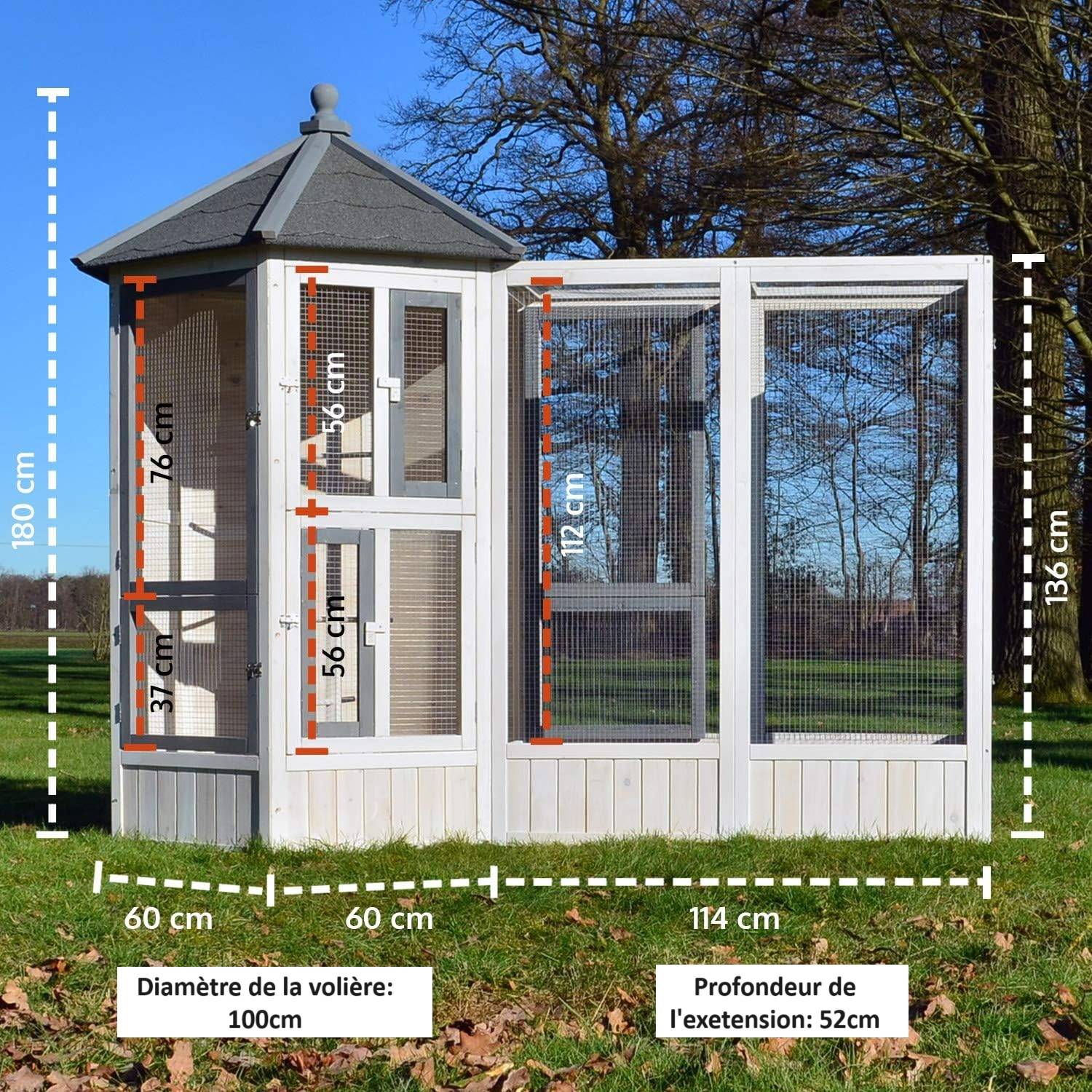 BB Loisir - Volière Cage à oiseaux en bois de haute qualité Maison principale et Extension  Modèle Luise 309et 310 - Image 5