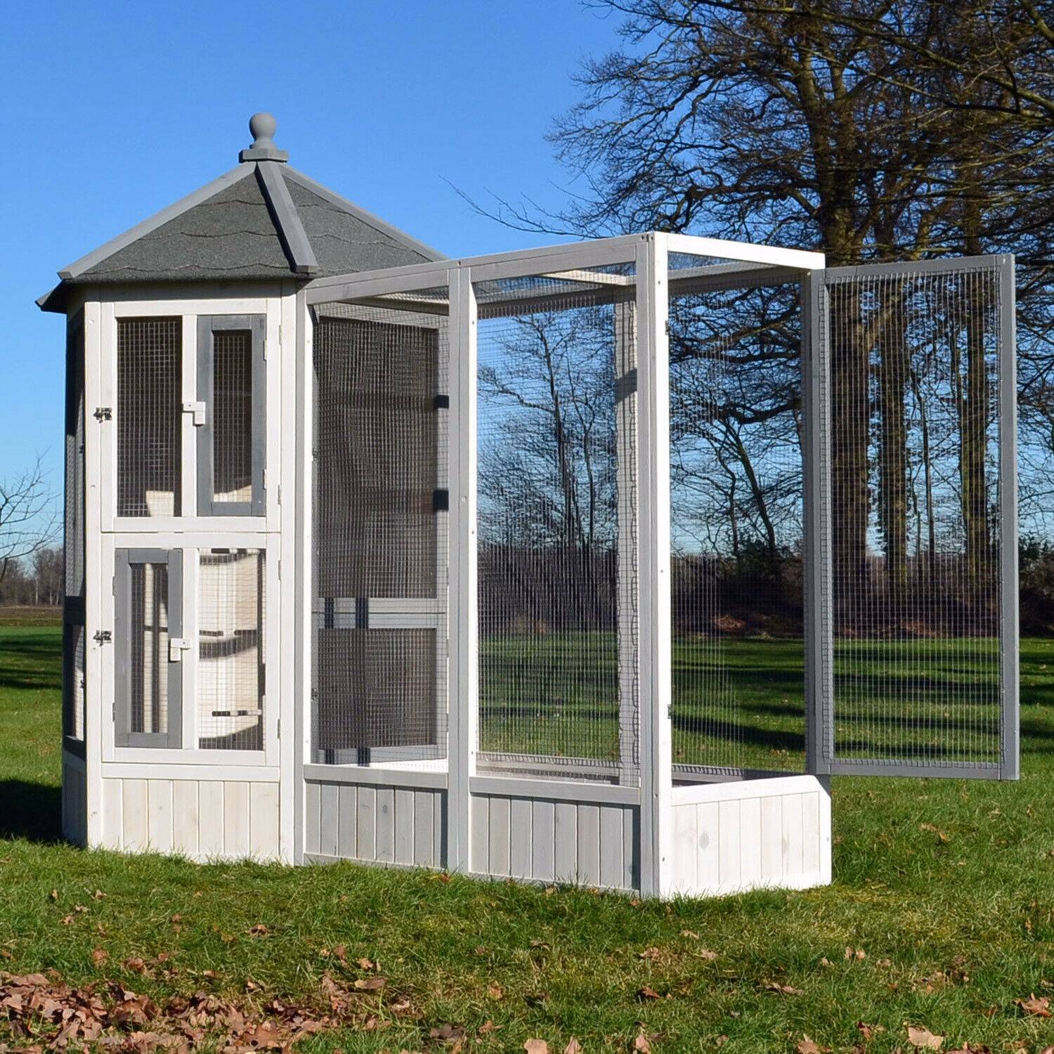 BB Loisir - Volière Cage à oiseaux en bois de haute qualité Maison principale et Extension  Modèle Luise 309et 310