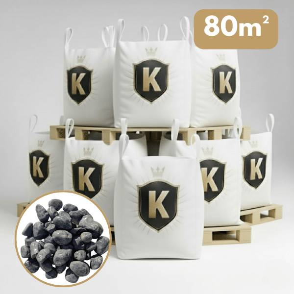 Galet marbre gris anthracite 40/60 mm – Pack 8 Big Bag +/- 1,5T – 80 m² - Image 1
