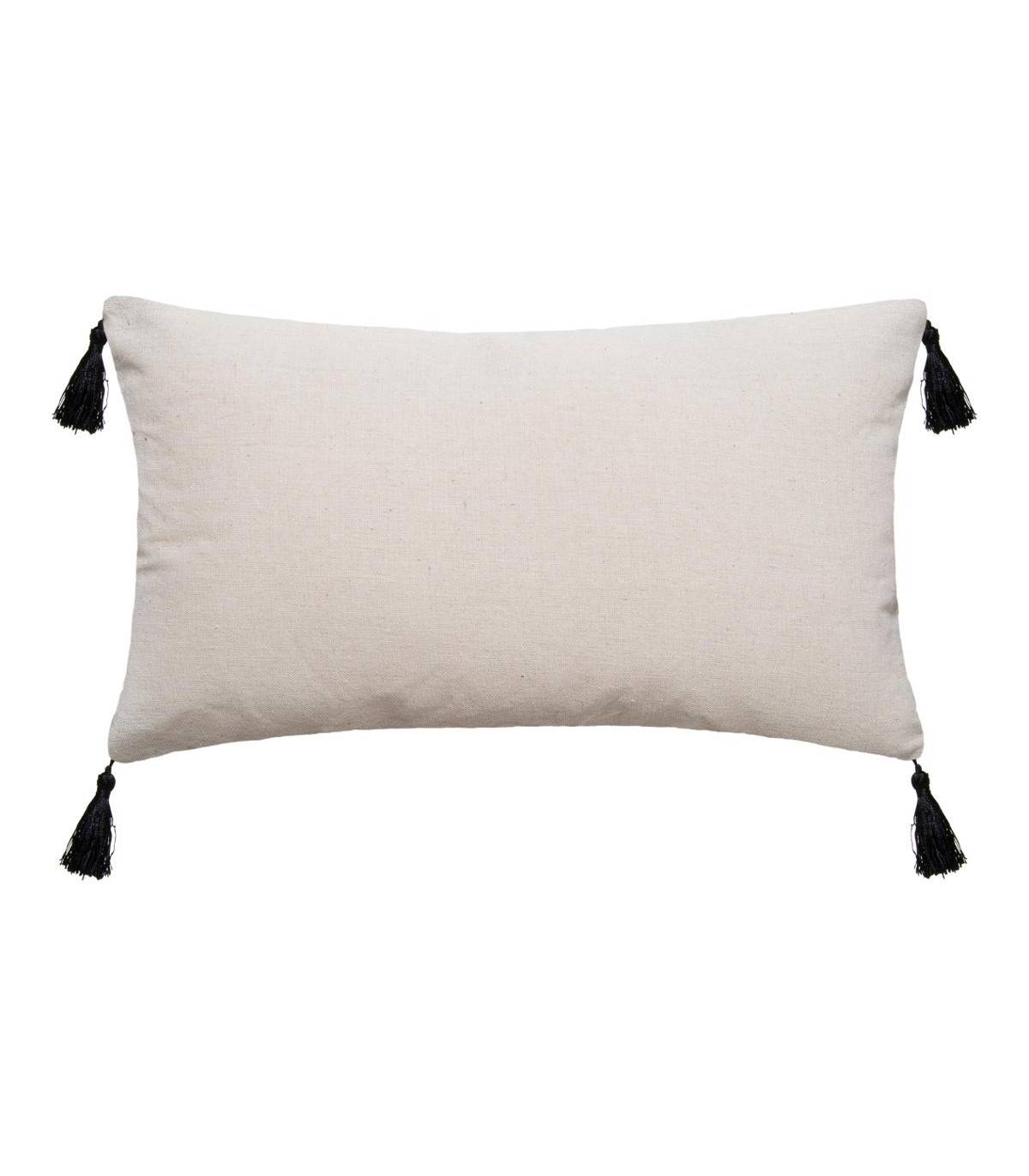 Coussin déhoussable Jacquard Ocre avec pompons 30 x 50 cm - Imagen 2