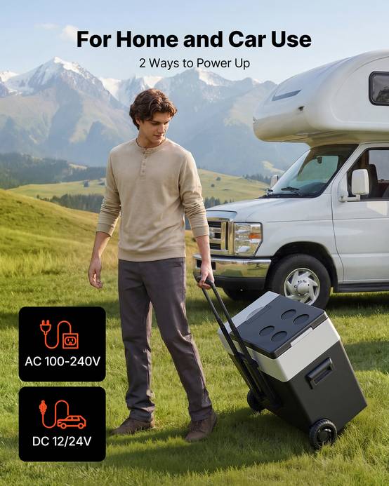 Vevor - VEVOR Glacière électrique 50 L, portable à roulettes, 12/24 V et 100–240 V, compresseur -22 à 10 °C, contrôle via application. - Image 7