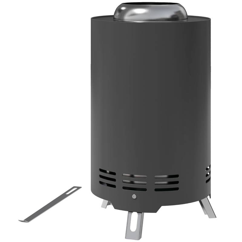 Brasero de Table Inox Jardin Camping Combustion Sans Fumée Gris 16x25cm - ComfortXL Outdoor Living - Image 1