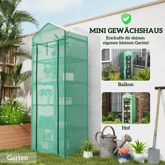 Serre Balcon 5 Niveaux Acier Housse Enroulable 69x49x193cm Vert - ComfortXL Outdoor Living - Image 6