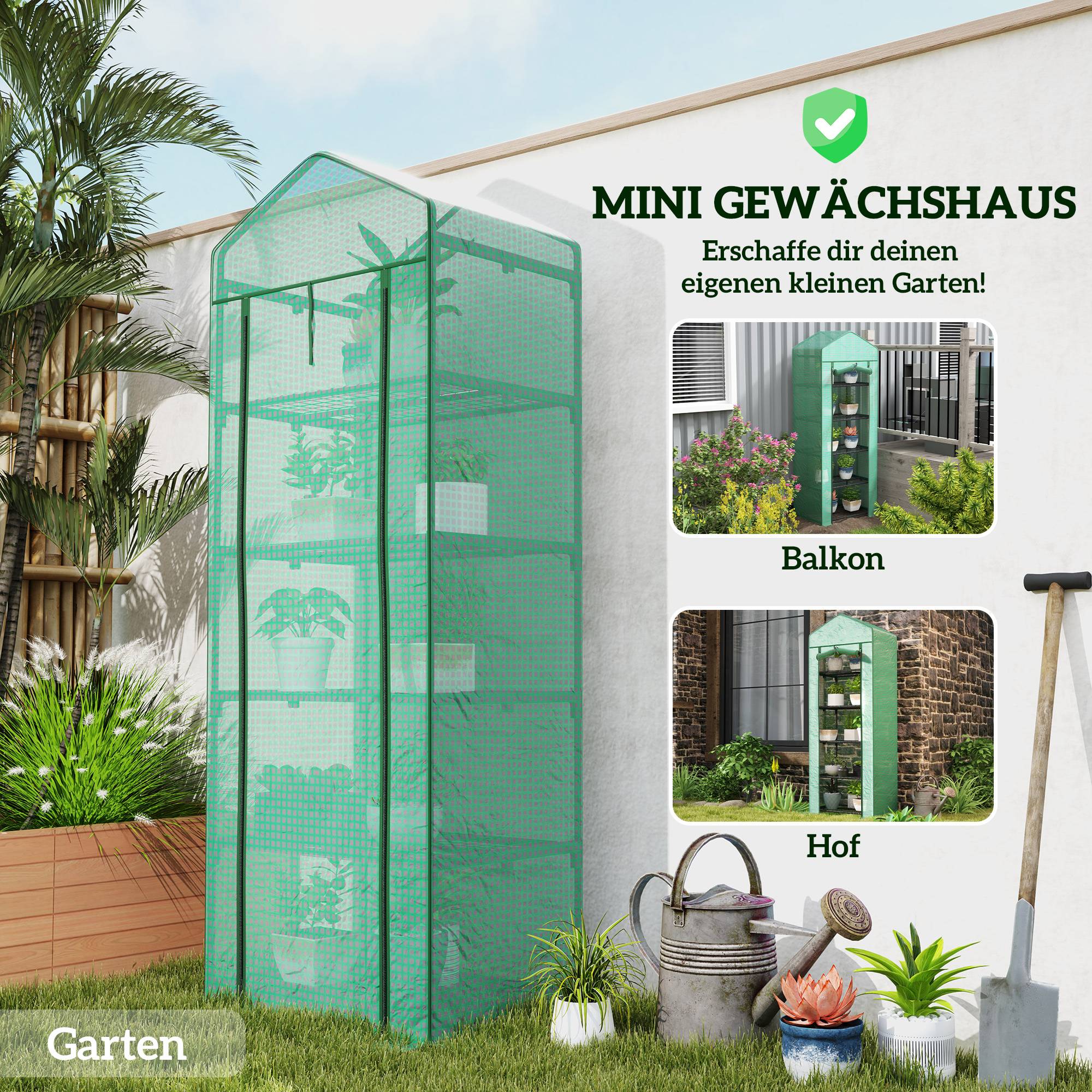 Serre Balcon 5 Niveaux Acier Housse Enroulable 69x49x193cm Vert - ComfortXL Outdoor Living - Image 6
