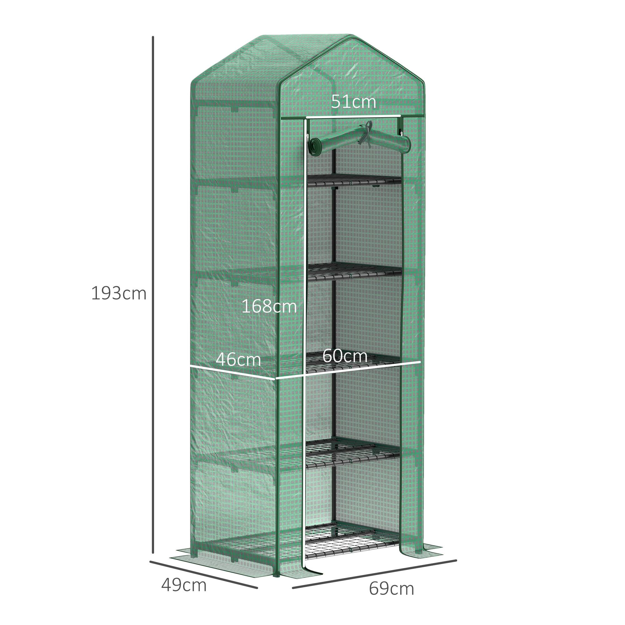 Serre Balcon 5 Niveaux Acier Housse Enroulable 69x49x193cm Vert - ComfortXL Outdoor Living - Image 3