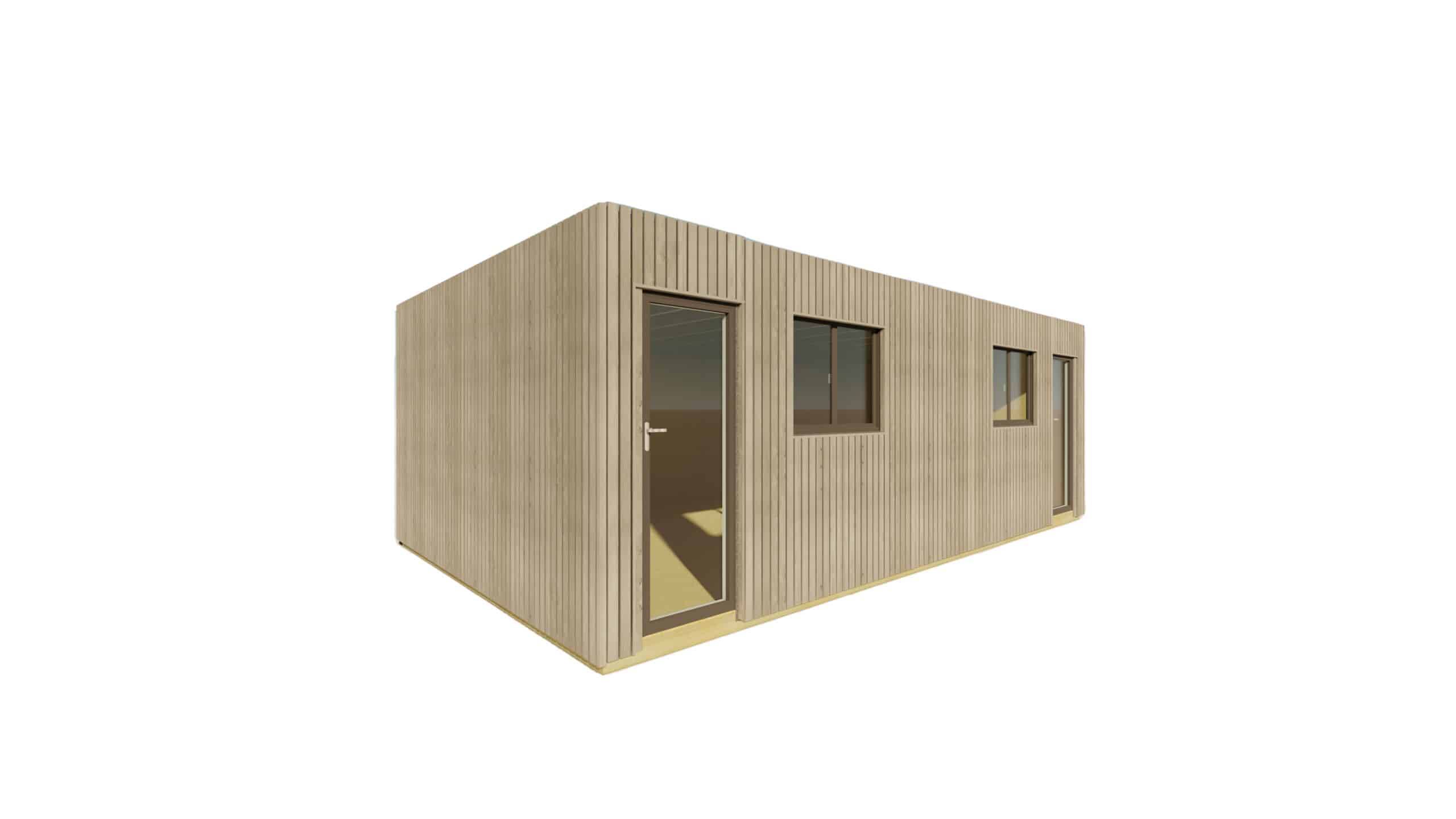Sans Marque - STUDIO DE JARDIN / 35,8 m2 - 7,75 x 4,62m / Plancher isolé / Bardage Gris / Intérieur OSB / Livraison Gratuite / Studio Français - Image 6