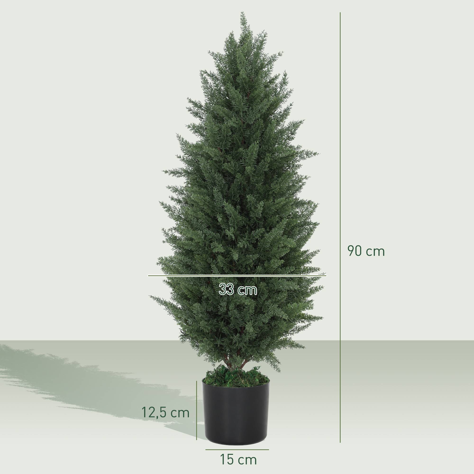 Lot de 2 Cyprès Artificiels PE Décoration Entrée Anti UV Base Lestée Vert 90cm - ComfortXL Outdoor Living - Image 5