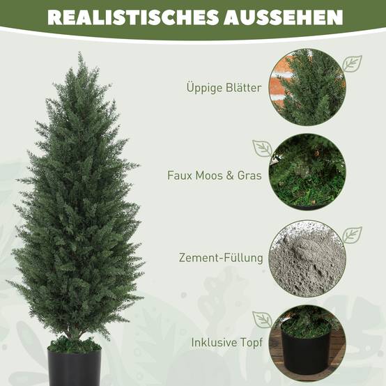 Lot de 2 Cyprès Artificiels PE Décoration Entrée Anti UV Base Lestée Vert 90cm - ComfortXL Outdoor Living - Image 6