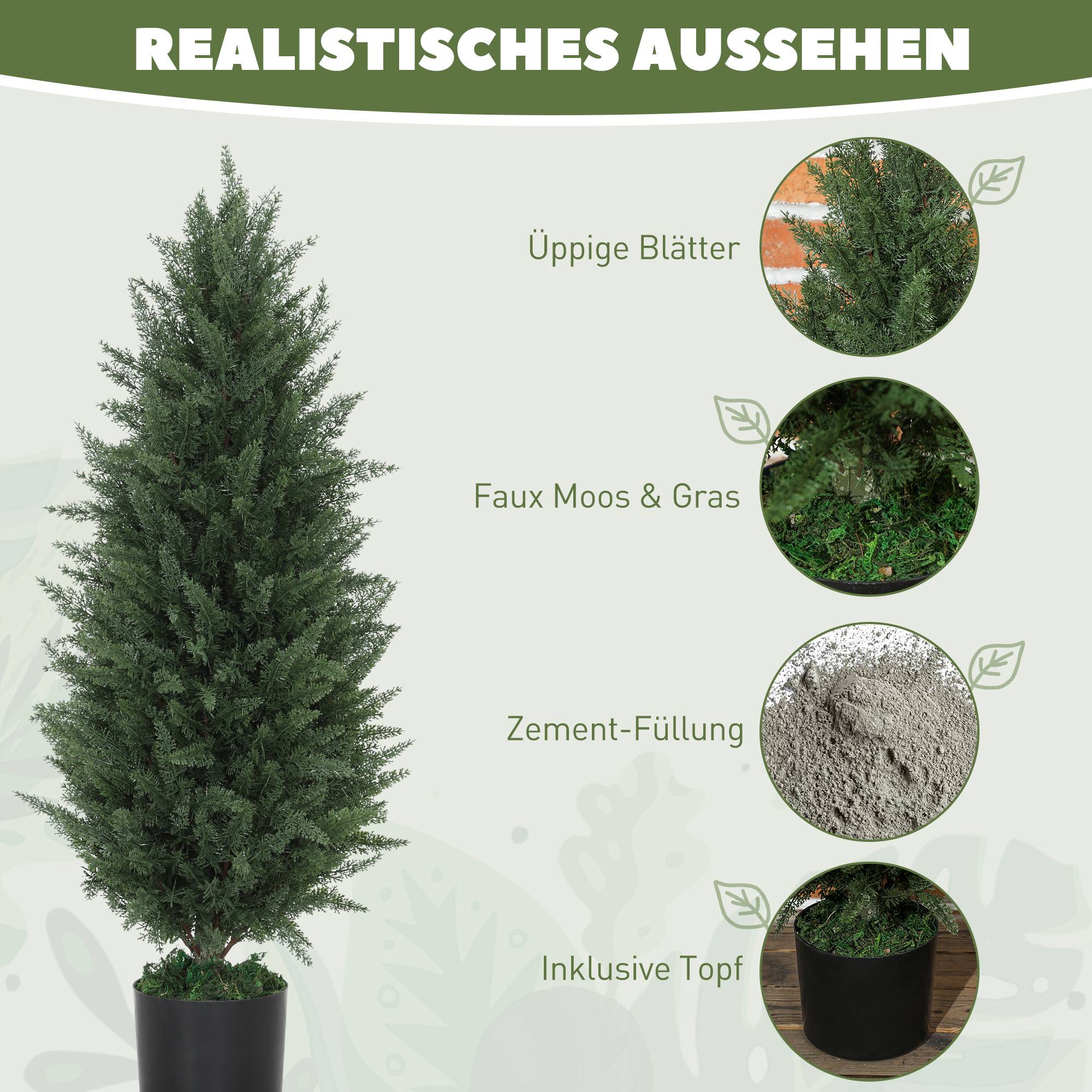 Lot de 2 Cyprès Artificiels PE Décoration Entrée Anti UV Base Lestée Vert 90cm - ComfortXL Outdoor Living - Image 6