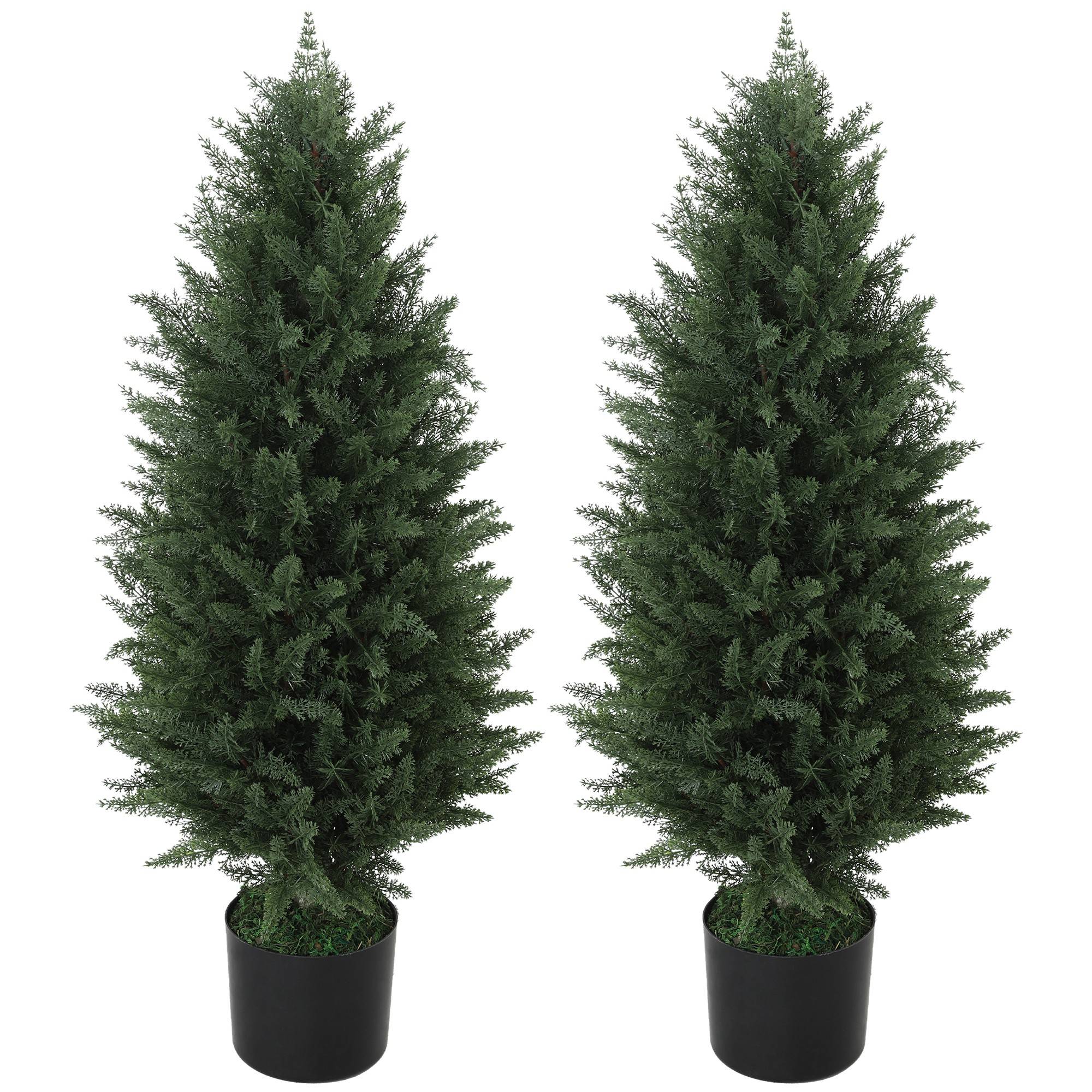 Lot de 2 Cyprès Artificiels PE Décoration Entrée Anti UV Base Lestée Vert 90cm - ComfortXL Outdoor Living - Image 2