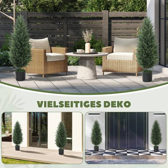Lot de 2 Cyprès Artificiels PE Décoration Entrée Anti UV Base Lestée Vert 90cm - ComfortXL Outdoor Living - Image 8