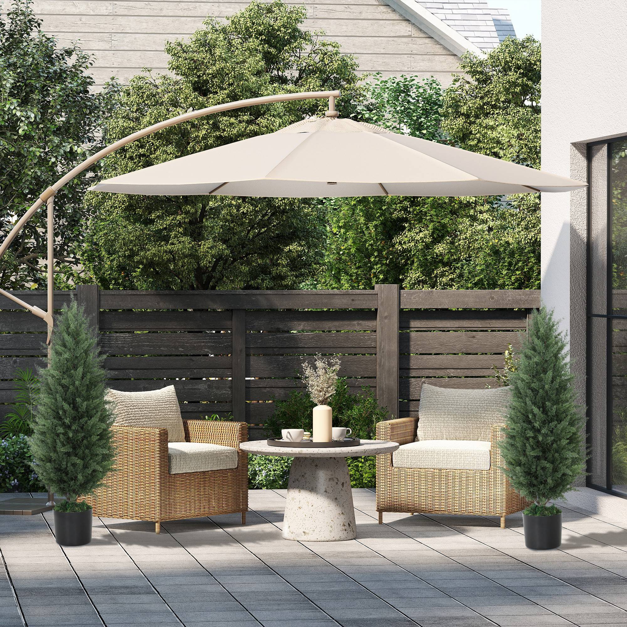 Lot de 2 Cyprès Artificiels PE Décoration Entrée Anti UV Base Lestée Vert 90cm - ComfortXL Outdoor Living - Image 3