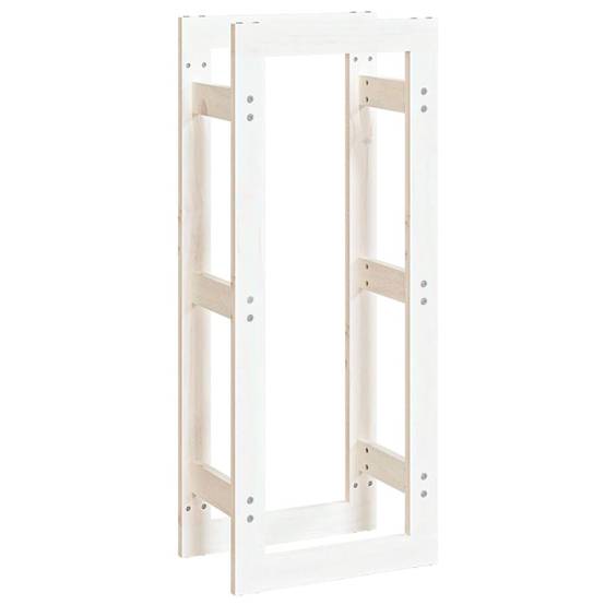 Range-bûches intérieur Bois de Pin Massif Stockage vertical pour Cheminée 41x25x100 cm Blanc - ComfortXL Outdoor Living - Image 2
