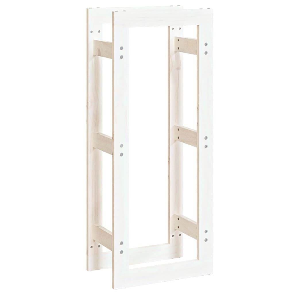 Range-bûches intérieur Bois de Pin Massif Stockage vertical pour Cheminée 41x25x100 cm Blanc - ComfortXL Outdoor Living - Image 2