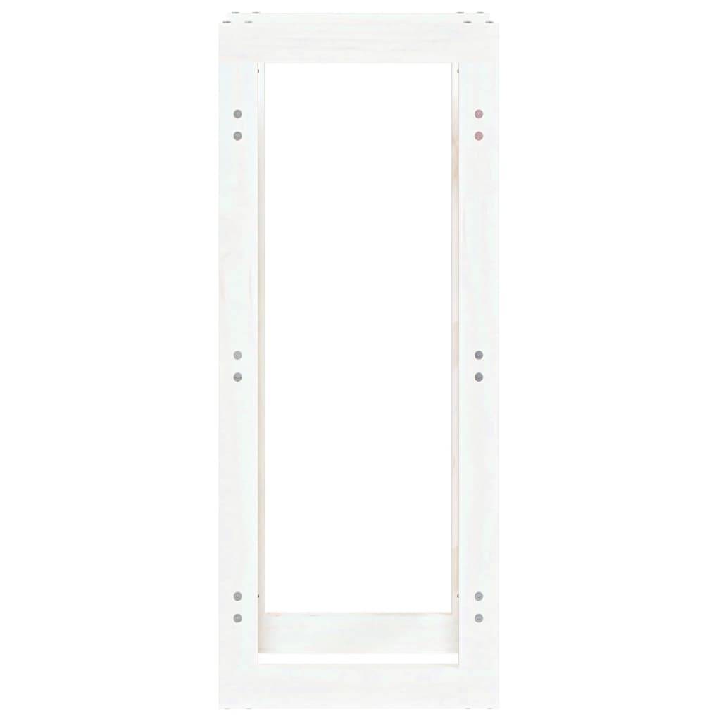 Range-bûches intérieur Bois de Pin Massif Stockage vertical pour Cheminée 41x25x100 cm Blanc - ComfortXL Outdoor Living - Image 5