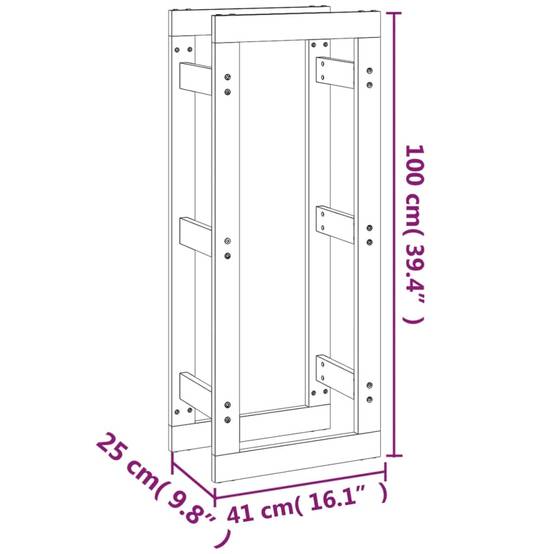 Range-bûches intérieur Bois de Pin Massif Stockage vertical pour Cheminée 41x25x100 cm Blanc - ComfortXL Outdoor Living - Image 8
