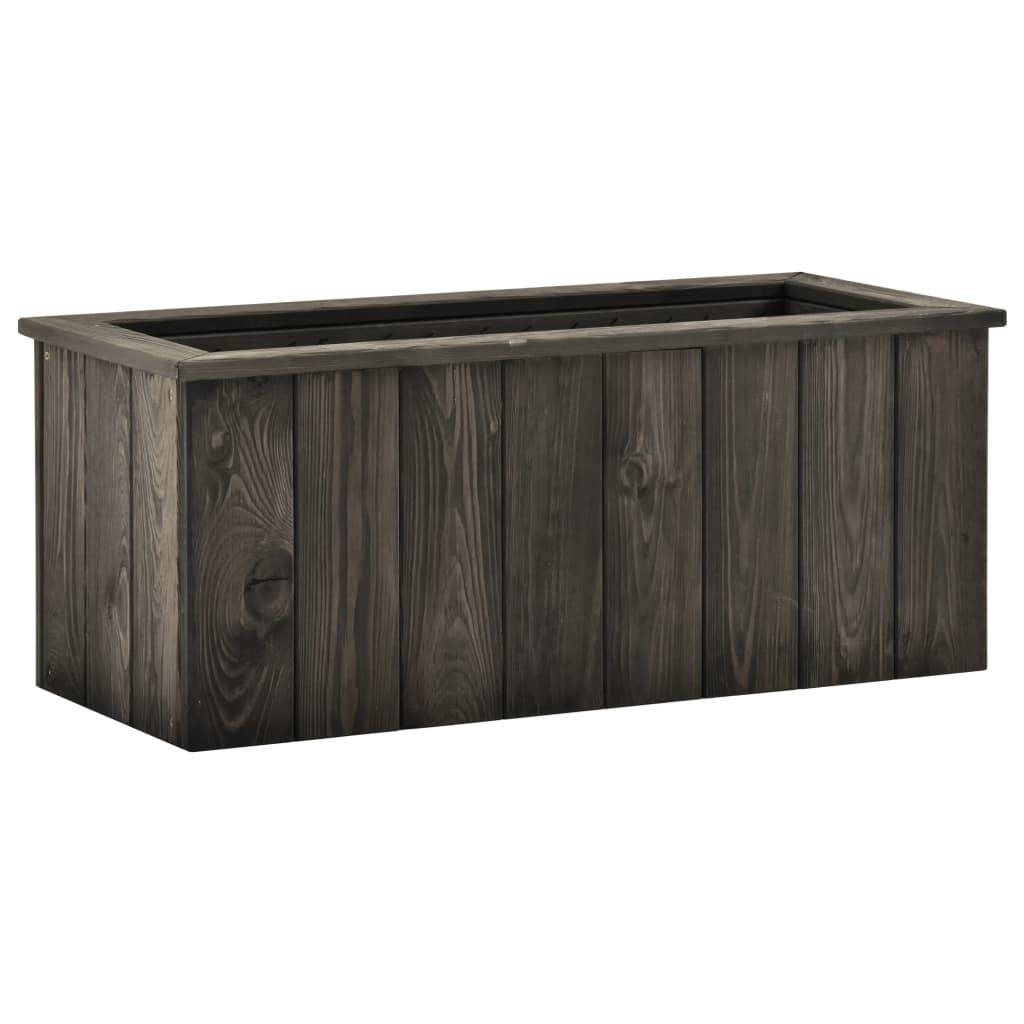 Helloshop26 - Jardinière lit surélevé plantes fleurs jardin 74 x 32 x 30 cm bois de pin massif gris foncé - Imagen 1