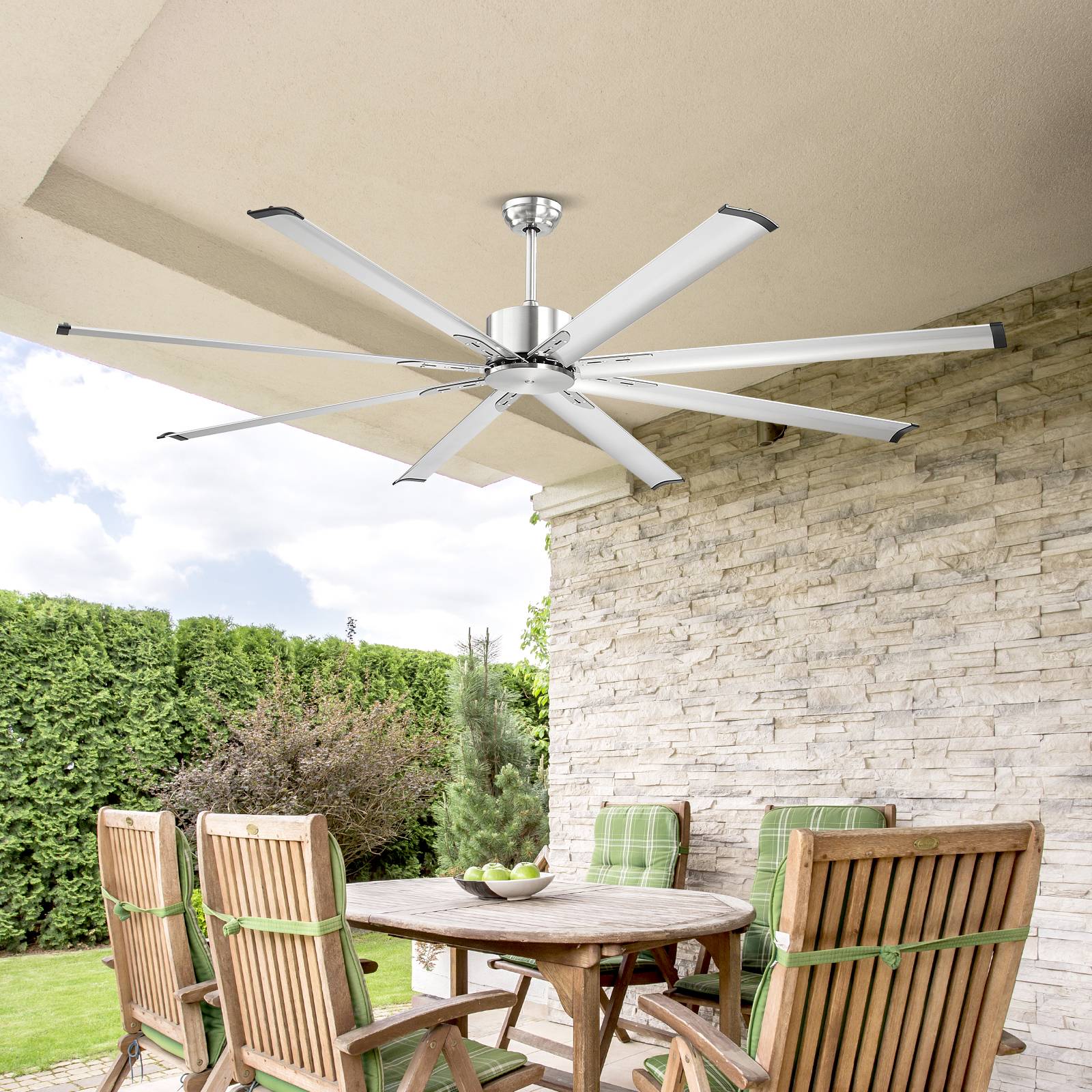 VEVOR Ventilateur plafond sans lumière 214 cm, 8 pales alu, télécommande. Moteur CC, nickel brossé. - Image 8