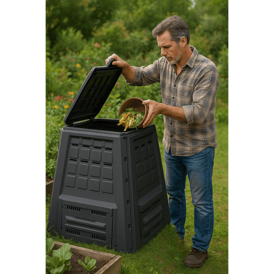 Composteur De Jardin Marron Plastique Rotin Bac De Compostage De Jardin Composteur De Jardin Marron Plastique Rotin Bac De Compostage De Jardin