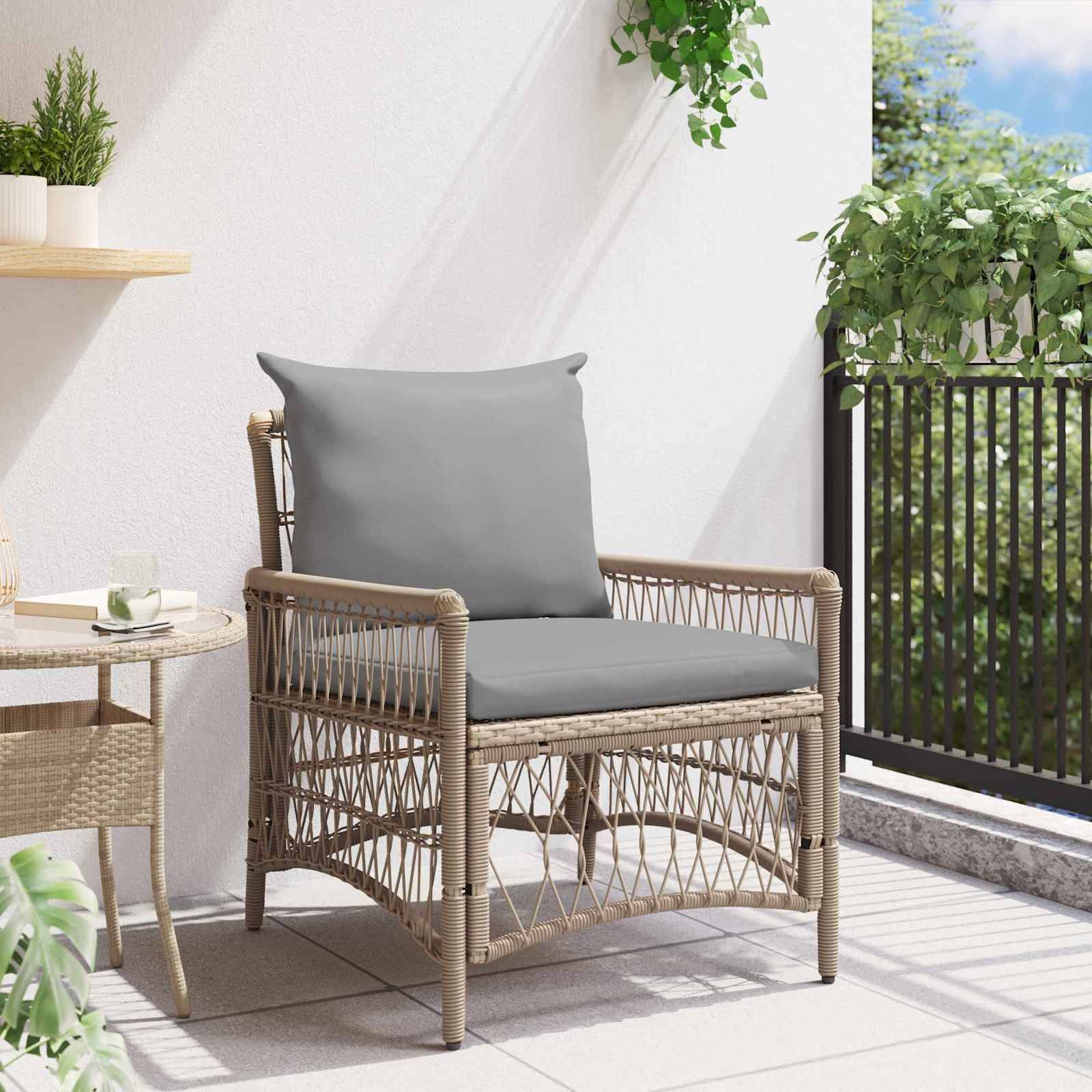 Chaise bois composite 1 places rotin beige  73 x 61 x 77 cm  - Prolenta premium  p390.1 - Image 3