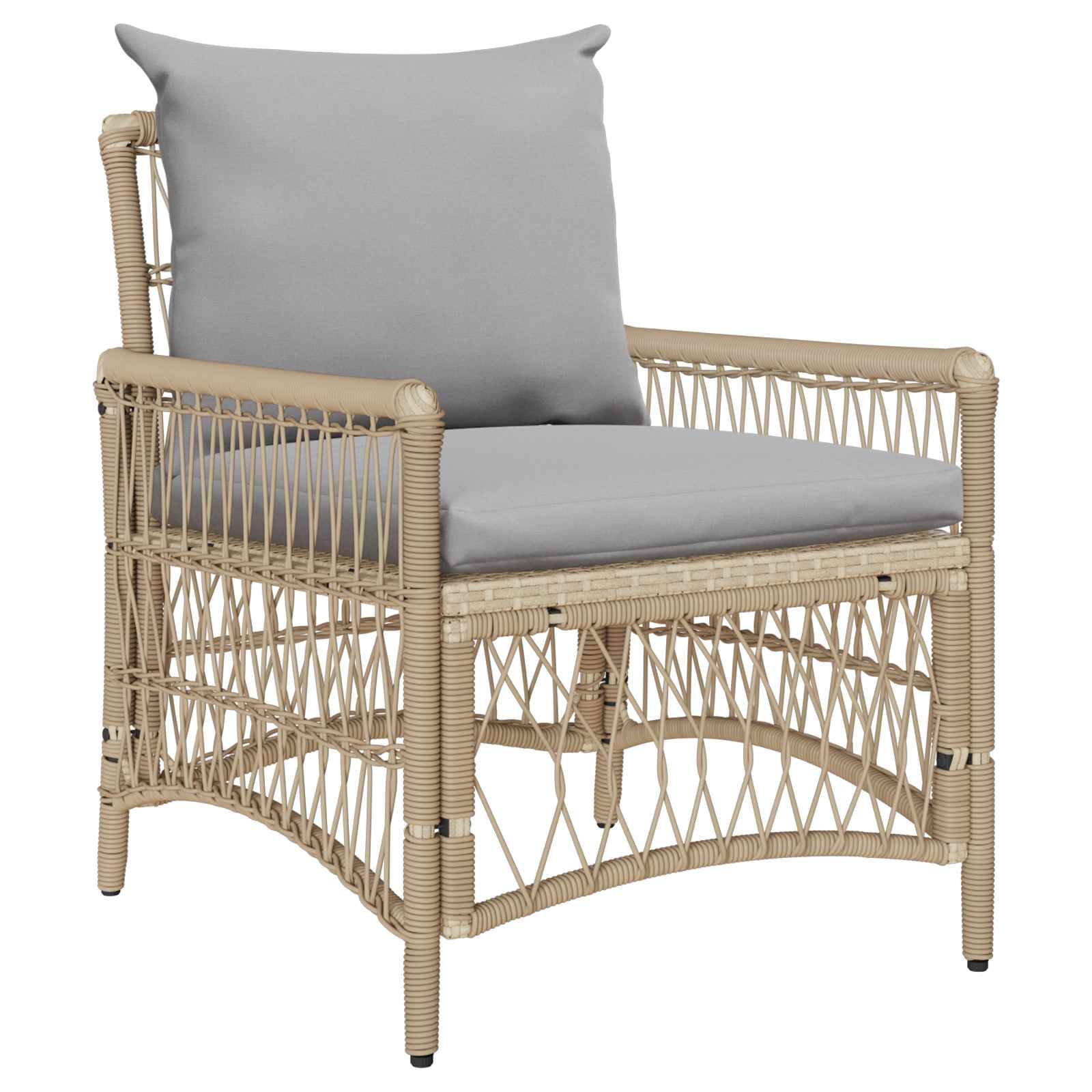 Chaise bois composite 1 places rotin beige  73 x 61 x 77 cm  - Prolenta premium  p390.1 - Image 1